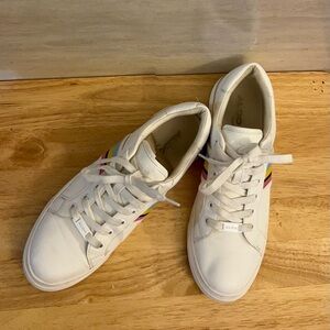 Aldo Gaoldan White Sneakers with Rainbow Stripes